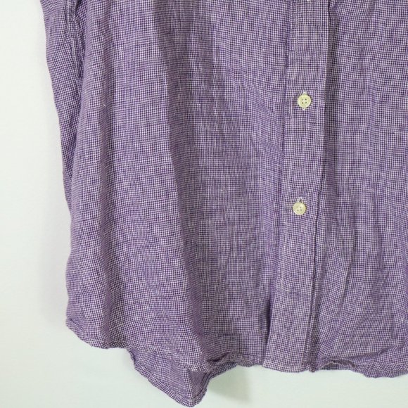 Orvis 100% Linen Mens XL Short Sleeve Button Down Camp Shirt Purple - Picture 5 of 6